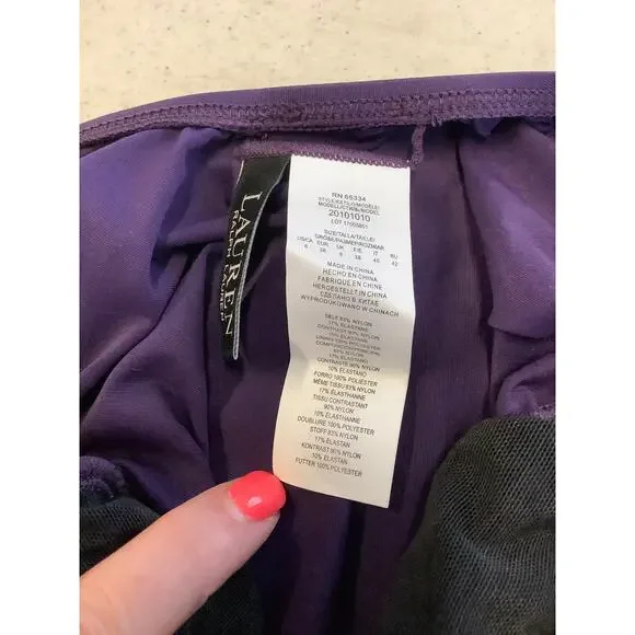 Lauren Ralph Lauren Size 6 Eggplant Beach Club Ruffle One Piece Swimsuit O5-11 One Pieces